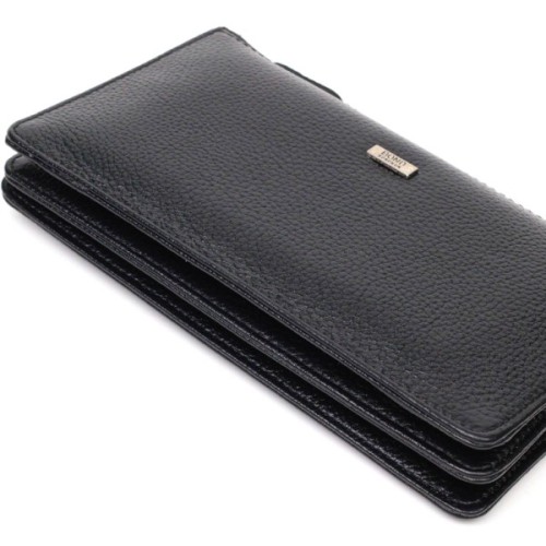 Гаманець Bond Accessories На два відділення з натуральної шкіри флотар Чорна (22047)