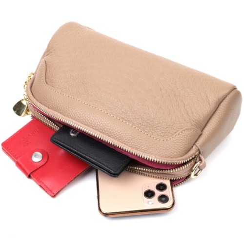 Сумка Vintage Жіноча на два відділення з натуральної шкіри Бежева (22356)