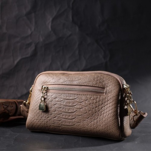 Сумка Vintage Жіноча на два відділення з натуральної шкіри Бежева (22356)