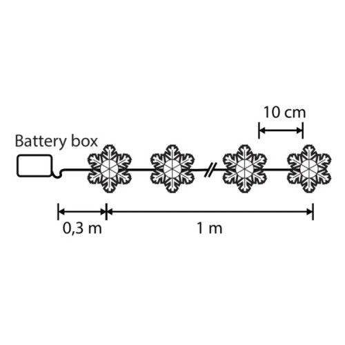 Гірлянда Luca Lighting Сніжинка, струна, 1,3 м, класична біла, 10 LED 2AA, таймер (8720967822874)