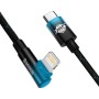 Дата кабель USB-C to Lightning 1.0m 20W 90° corner black/blue Baseus (CAVP000221)