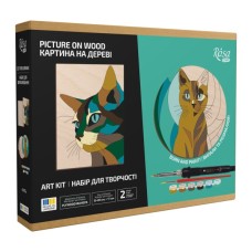 Набір для творчості Rosa Start Cats випалювання картини на дереві, з фарбами, в коробці (4823098544708)