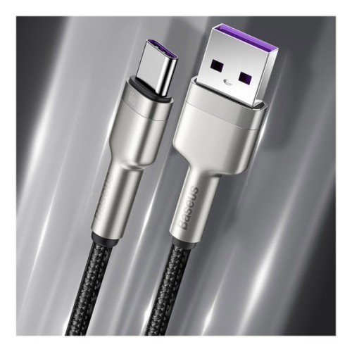 Дата кабель USB 3.1 AM to USB-C 0.25m 6.0A 66W Cafule Series Metal Black Baseus (CAKF000001)