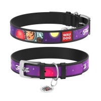 Нашийник для тварин WAUDOG Design з QR паспортом "Більше космосу" M Ш 20 мм Д 29-38 см чорний (0020-0126-01)