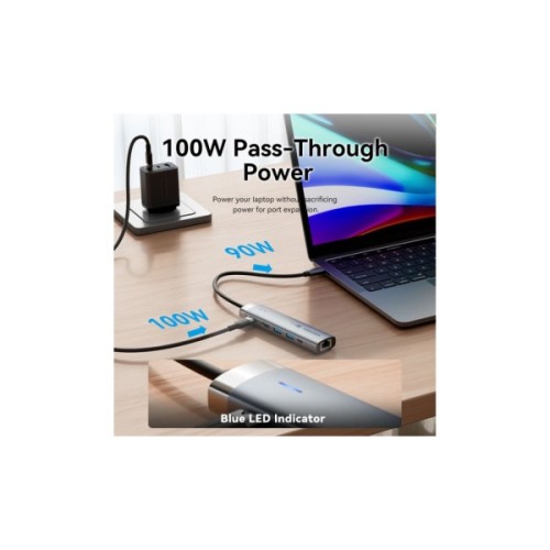 Концентратор Vention USB-C 6-in-1 HDMI + 2xUSB 3.0 + RJ45 + PD 100W (TGNHB)