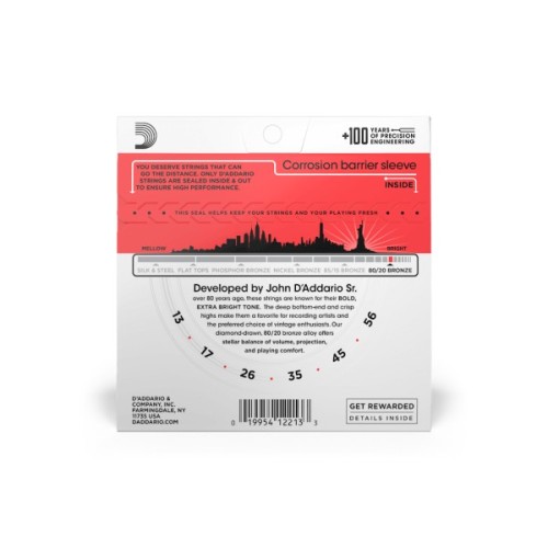 Струни для гітари D'Addario 80/20 Bronze Medium (13-56) (EJ12)