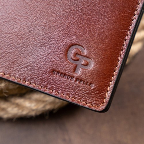 Портмоне Grande Pelle У гладкій шкірі Коричневе (11308)