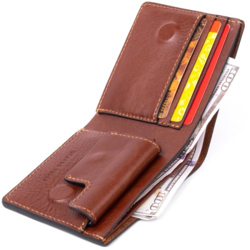 Портмоне Grande Pelle У гладкій шкірі Коричневе (11308)