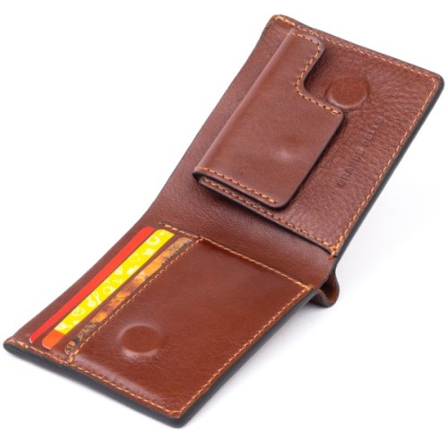 Портмоне Grande Pelle У гладкій шкірі Коричневе (11308)