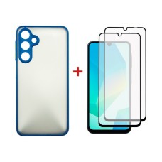 Чохол до мобільного телефона Dengos Samsung Galaxy A16 Matte + glass 2pcs (Blue) (DG-CTG2P-03)