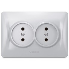 Розетка Videx BINERA 2ая серебр (VF-BNSK2-SS)