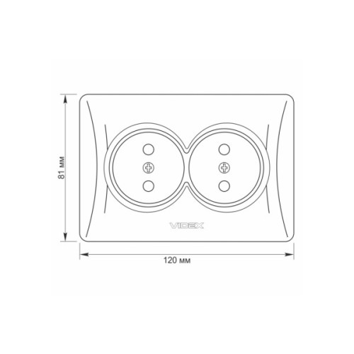 Розетка Videx BINERA 2ая серебр (VF-BNSK2-SS)