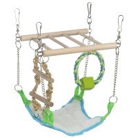 Іграшка для гризунів Trixie Підвісний міст Гамак з іграшками Дерево і мотузка 17 х 22 х 15 см (4011905062983)