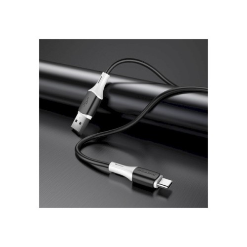 Дата кабель USB 2.0 AM to USB-C 1.0m 3A silicone BX79 black BOROFONE (6974443384789)
