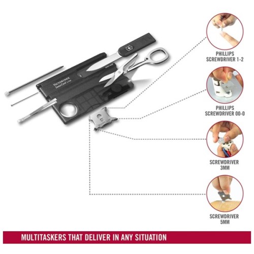 Мультитул Victorinox SwissCard Lite Transparent Black Blister (0.7333.T3B1)