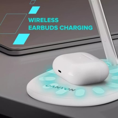 Зарядний пристрій Canyon wireless charger WCS-205 15W Qi2 2in1 White (CNS-WCS205W)