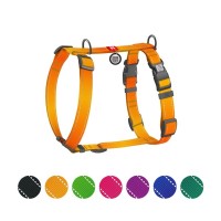 Шлея для собак WAUDOG Nylon Mono анатомічна H-подібна з QR паспортом, пластиковий фастекс, М помаранчева (54574)