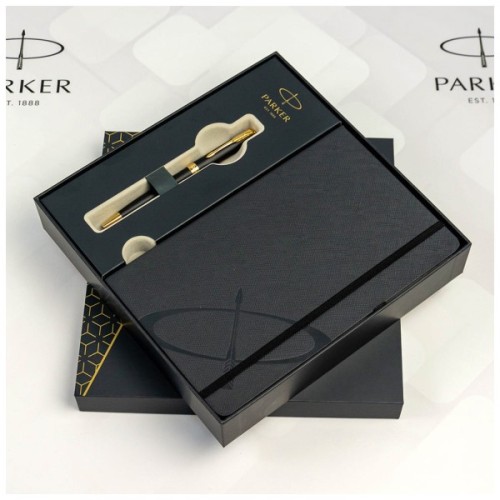 Ручка кулькова Parker SONNET 17 Matte Black Lacquer GT BP + блокнот Parker + подар.упак. GIFT24 (84 832b24)