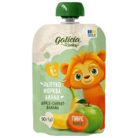 Дитяче пюре Galicia Baby яблучно-морквяно-бананове натуральне гомогенізоване 90 г (4820209564402)