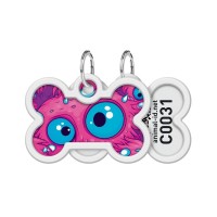 Адресник для тварин WAUDOG Smart ID з QR паспортом "Око монстра", кістка 40х28 мм (231-4049)