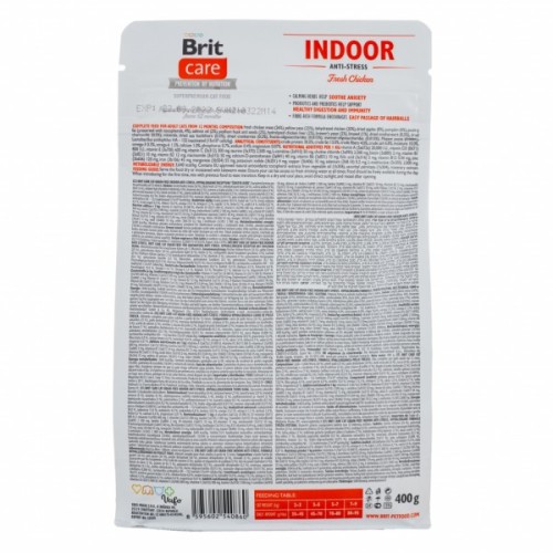 Сухий корм для кішок Brit Care Cat GF Indoor Anti-stress 400 г (8595602540860)