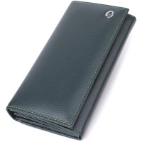 Гаманець ST Leather З натуральної шкіри Зелений (23086)