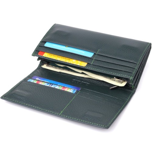 Гаманець ST Leather З натуральної шкіри Зелений (23086)