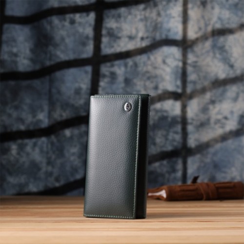Гаманець ST Leather З натуральної шкіри Зелений (23086)