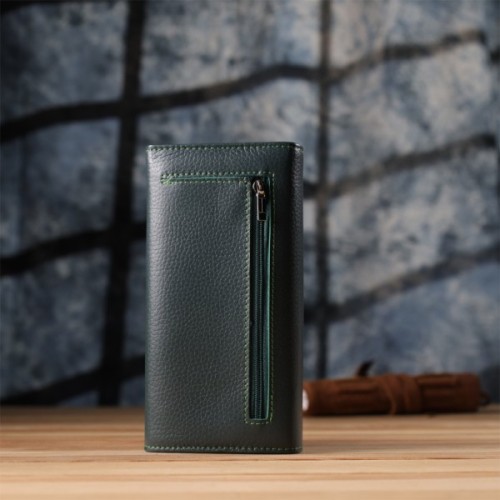 Гаманець ST Leather З натуральної шкіри Зелений (23086)