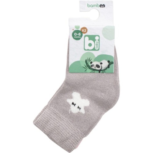 Шкарпетки дитячі Bibaby із зайчиком (68384-6-12-pinkgray)