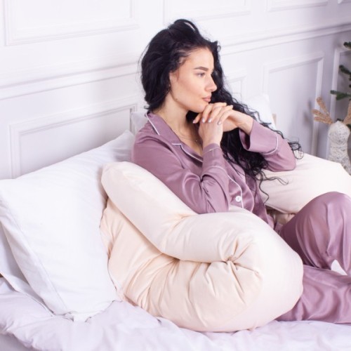 Подушка MirSon для вагітних і відпочинку Velvet Line №8019 U-подібна Cream (2200006178514)