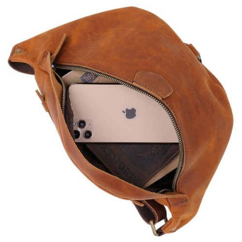 Сумка Vintage Шкіряна чоловіча вінтажна на пояс Коричнева (20371)