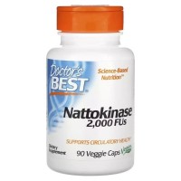 Пробіотики Doctor's Best Наттокіназа, 2000 FU, Nattokinase, 90 вегетаріанських капсул (DRB-00125)