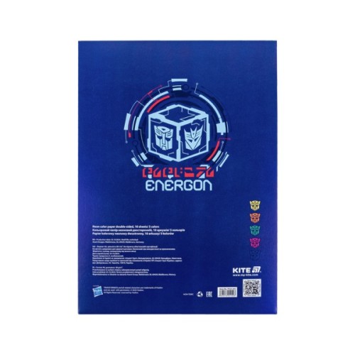 Кольоровий папір Kite А4 неоновий Transformers (10 аркушів/ 5 кольорів) (TF24-252)