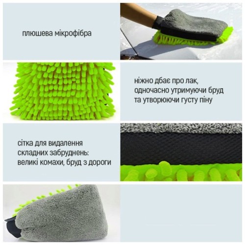 Автомобільна серветка ColorWay Рукавичка з мікрофібри для миття та полірування автомобіля, двостороння (CW-2417)