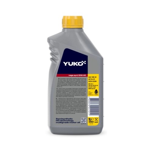 Моторна олива Yuko VEGA SYNT 10W-40 1л (4820070241211)
