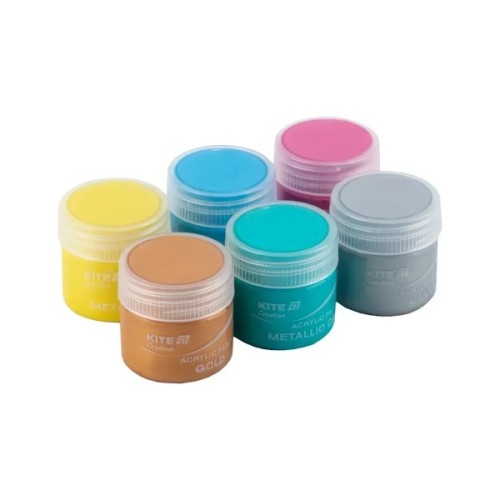 Акрилові фарби Kite Creative 6 металевих кольорів, 20 мл (K-273)