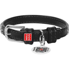 Нашийник для тварин WAUDOG Glamour з QR-паспортом "Стрази" XS Ш 12 мм чорний (33081)