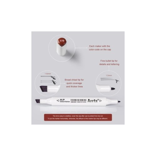 Художній маркер Arrtx Спиртові Alp ASM-02-SK02 12 кольорів, відтінки шкіри шкіри (LC302604)