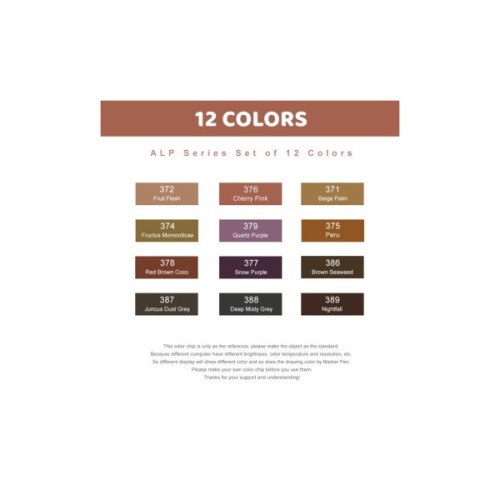 Художній маркер Arrtx Спиртові Alp ASM-02-SK02 12 кольорів, відтінки шкіри шкіри (LC302604)