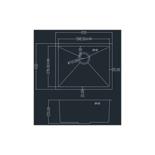 Мийка кухонна GRANADO Under top L STEEL S201 black (GS09201B)