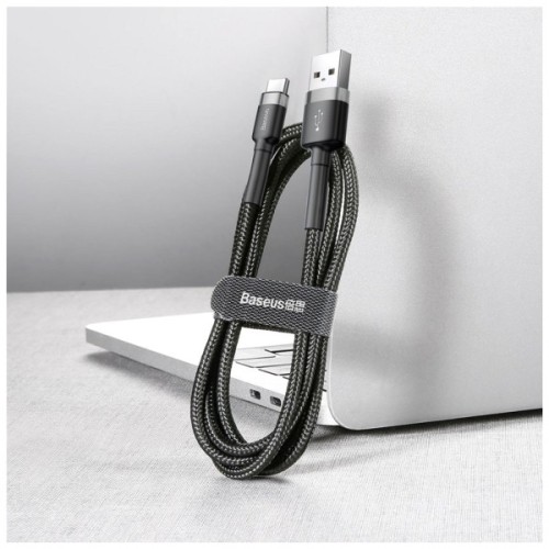 Дата кабель USB 2.0 AM to USB-C 3.0m 2A Gray-Black Baseus (CATKLF-UG1)