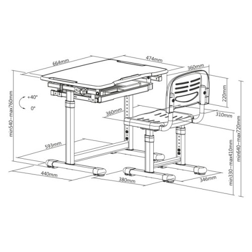 Парта зі стільцем FunDesk трансформер (221900)