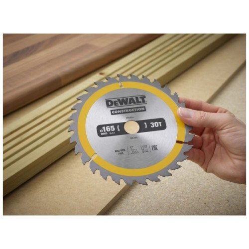 Диск пильний DeWALT CONSTRUCTION, 165х20 мм, 30z (ATB), 10 гр. (DT1935)