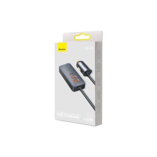 Зарядний пристрій Baseus 2xUSB-C + 2xUSB 120W + extension cord gray (CCBT-A0G)