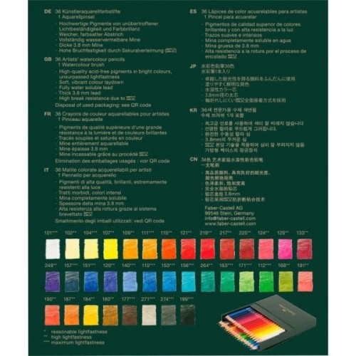 Олівці кольорові Faber-Castell Albrecht Drer 36 кольорів в картонній коробці, 117538 (24145)