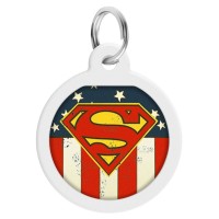 Адресник для тварин WAUDOG Smart ID з QR паспортом "Супермен Америка", круг 25 мм (0625-1010ru-eng)