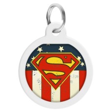 Адресник для тварин WAUDOG Smart ID з QR паспортом "Супермен Америка", круг 25 мм (0625-1010ru-eng)