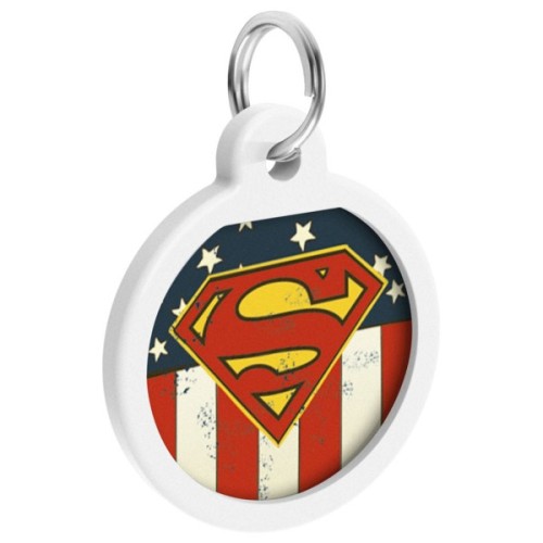 Адресник для тварин WAUDOG Smart ID з QR паспортом "Супермен Америка", круг 25 мм (0625-1010ru-eng)