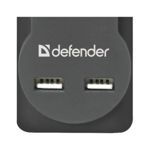 Мережевий фільтр живлення Defender DFS 751, 1.8m, 5роз., 2xUSB (99751)
